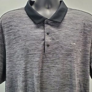 Calvin Klein Performance Mens Size 2XL XXL Golf Polo Shirt Black Gray Textured